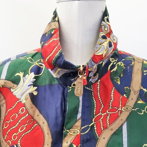 Coaco Womens Vintage New Old Stock Scarf Print Silk Bomber Jacket M/L NWT - Picture 7 of 15